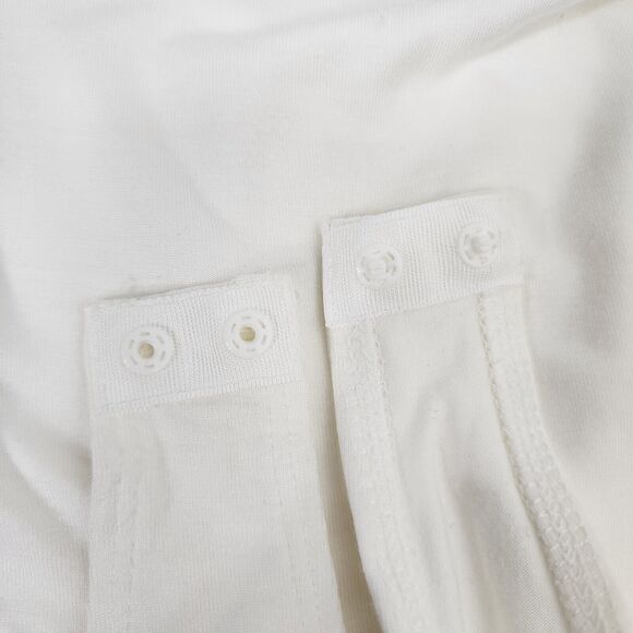 Love Tree Womens Bodysuit Size Medium Ivory Ruched Puff Long Sleeve Mock Neck - Picture 7 of 10